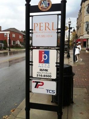 Our sign at street level on Main Street.  Across the street from the PNC parking lot.