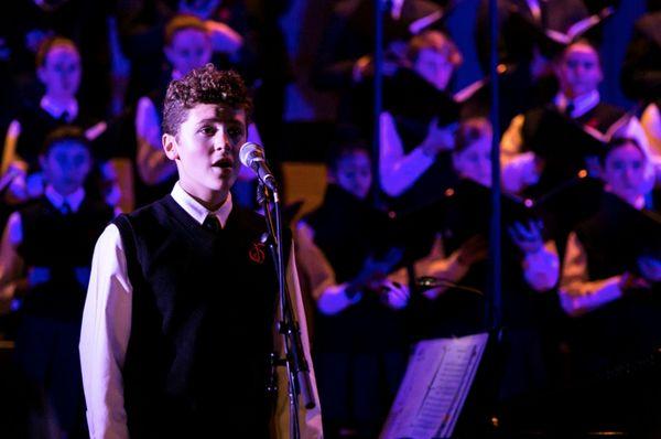 New York boy soprano soloist sings the music of Leonard Bernstein at the Cathedral in Los Angeles, December 2016