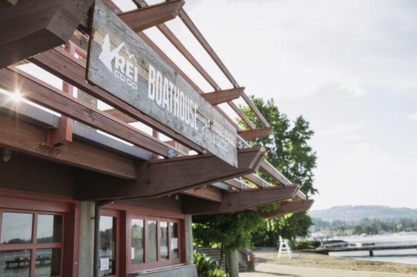 Entrance to the REI boathouse at Enatai Beach Park