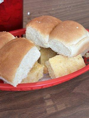 Homemade cornbread and rolls