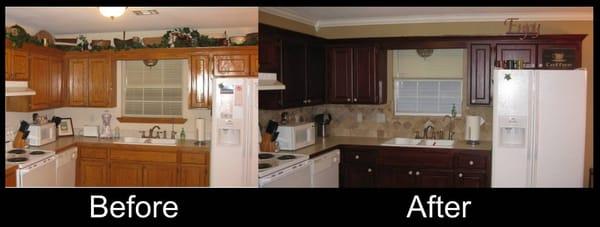 Before and after of kitchen remodel