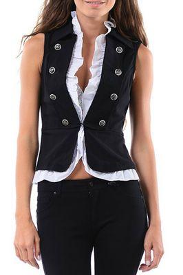 Nautical vest with removable ruffle and built-in bra