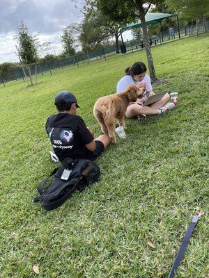 My brother and my sister not throwing me the ball. At the cove.