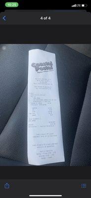 Copy of my receipt