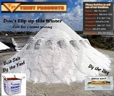 Specials!!! Rock Salt Bulk & by the bag, Blended Deicers & Calcium chloride. Call for current pricing while supplies last!