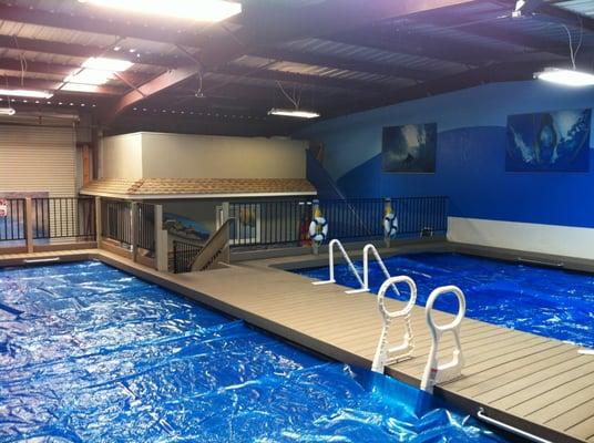 The pools inside the facility used for providing open swim and swim lessons for all ages.