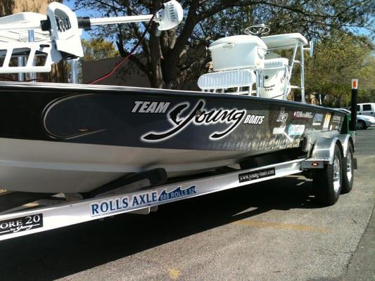 Vinyl Boat Wrap we printed.