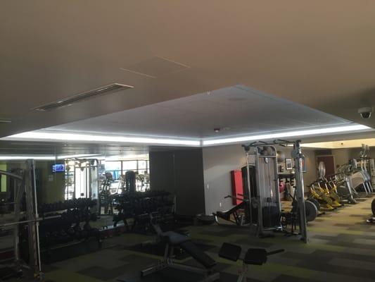 LED cove lighting in a fitness center.