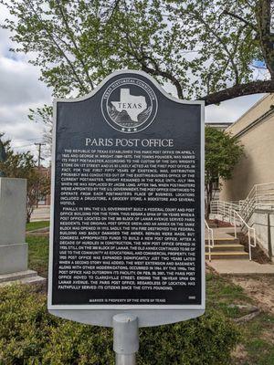 Paris Post Office Historical Marker