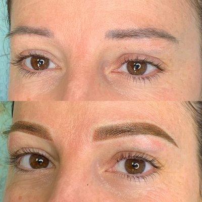 Powder Brow Correction over old work