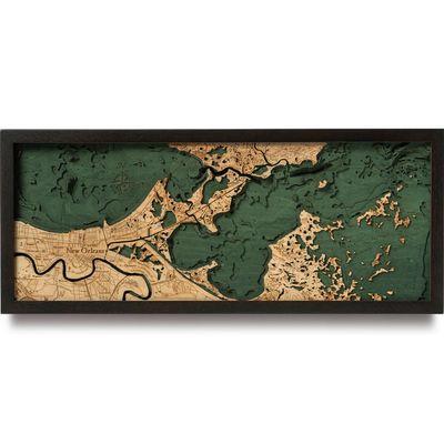 New Orleans Nautical Wood Wall Map