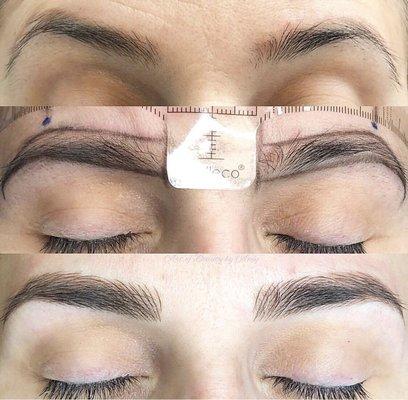 Microblading microshading before to after.