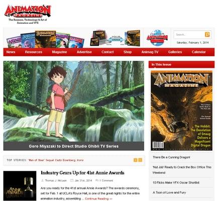 Web Design Portfolio Item - Los Angeles Animation Magazine Company - www.animationmagazine.net/