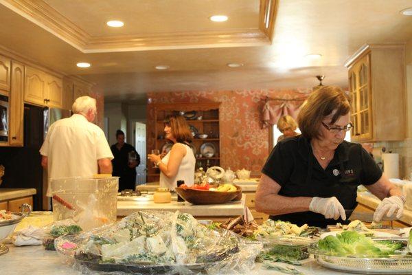 Diane preparing the food.