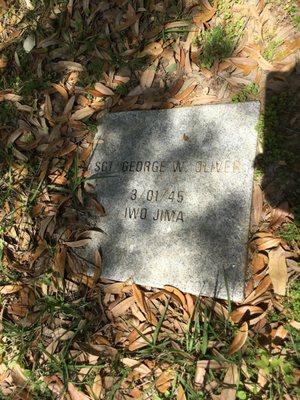 One of the 9 markers in front of 9 trees remembering the 9 Tomball High School students who did not return from the war.