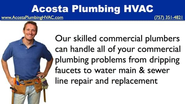 http://acostaplumbinghvac.com/index.php - 1(757) 351-4821 - Virginia Drain Repair Specialist as well as other plumbing services