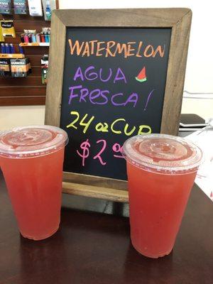 Refreshing and sweet watermelon agua fresca! $2.00 for 24oz!