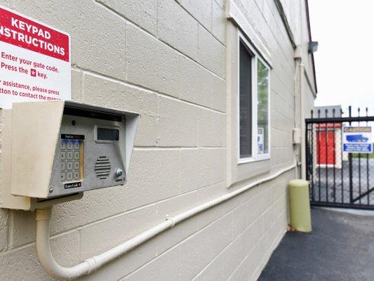 Secure keypad entry to our storage facility