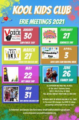 2021 Erie, PA Kool Kids Club Mentorship Meetings