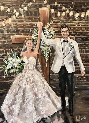 Live wedding painting by Heather Wolfe Art