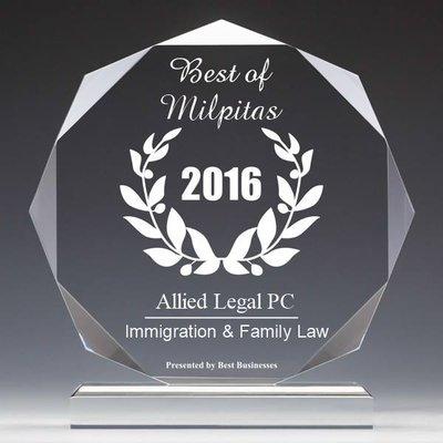 Allied Legal PC receives Best Businesses of Milpitas Award