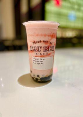 Pinky Lychee w/ Brown Sugar Boba