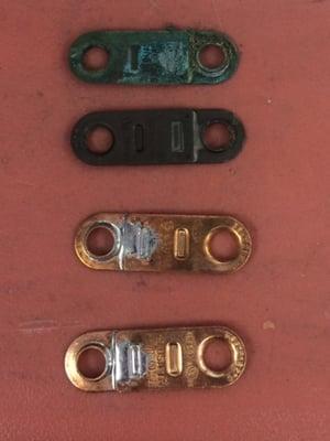 The top 2 are fuselinks that came out of a kitchen system we inspected to be replaced by the 2 on the bottom of the picture.