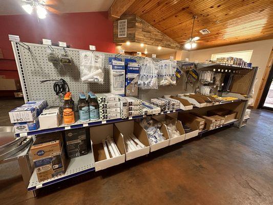 Garbage disposals, plumbing repair parts, water heater repair parts, outside hydrants and hydrant repair parts in stock.