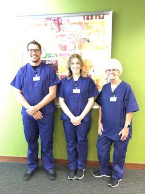 Our wonderful Staffers team members in there amazing purple Staffers scrubs!