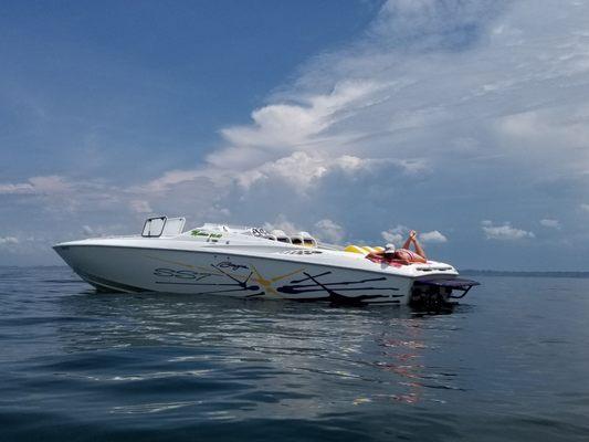 Boat they repaired, so we could enjoy a great day in Lake Michigan