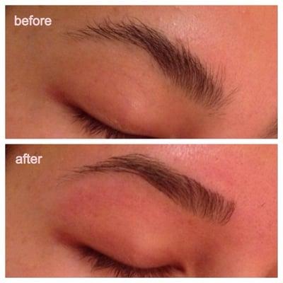 Before and after brow shaping