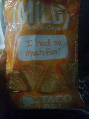 This made my night happy Taco Bell tortilla chips me with this Mexican food cake lately is getting old LOL