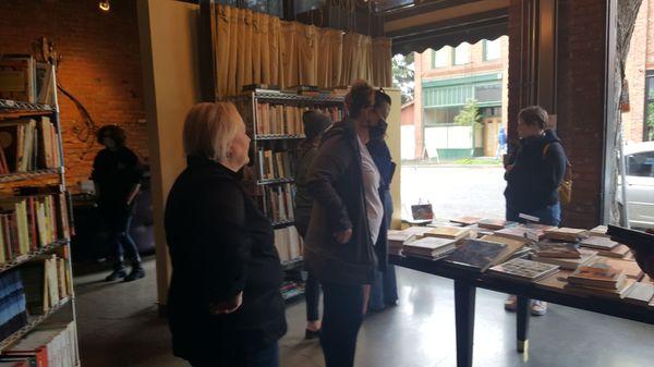 Chef Kathy greeting folks at cookbook sale (5/14/22)