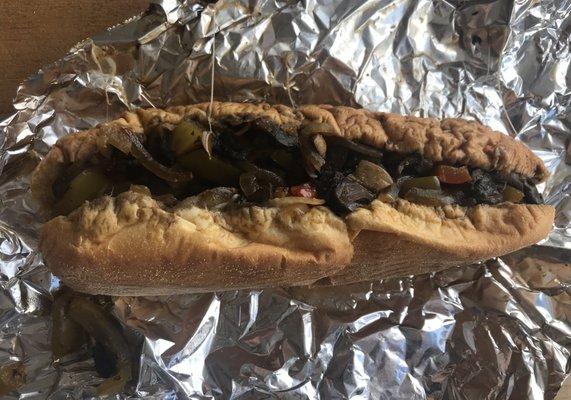 Portabella with peppers and mozzarella cheese