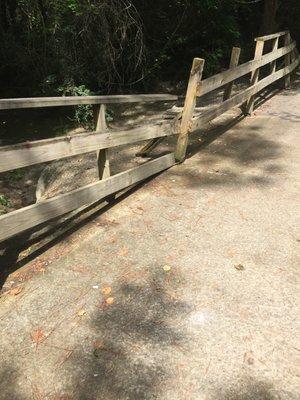 Broken bridge inside the trail