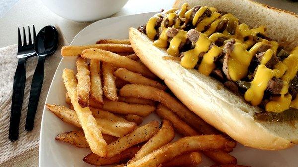 CHEESESTEAK SANDWICH at Flint Grill in Woodbury, Georgia.