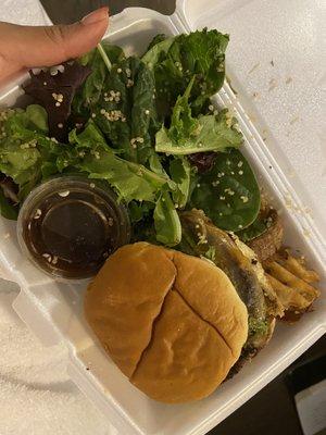 Beyond meat burger and side salad