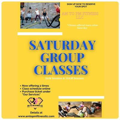 Join our group classes on Saturdays