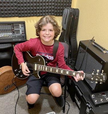 Guitar student Wyatt. A fast learner!