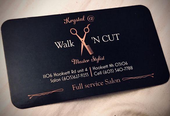 [business.card] Krystal|Pinard Master|Stylist @Walk'NCut|Hooksett NH|full service salon