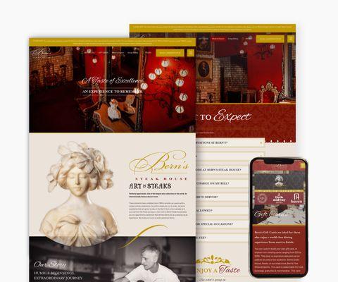 The product of our mobile-friendly, website design services for the renowned Bern's Steak House in Tampa, FL