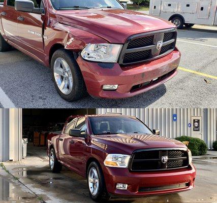 Repaired and polished 2012 Dodge Ram 1500
 #collisionwork #autobodyrepair #dodge #happycustomer