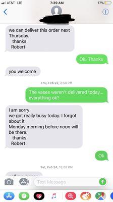 Text with the owner.