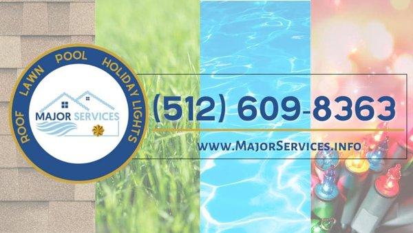 Major Services can help residential or commercial clients with pool, lawn, landscaping and holiday lighting needs. We are your one stop shop