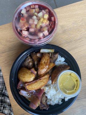 Lomo Saltado & Chicha Morada.