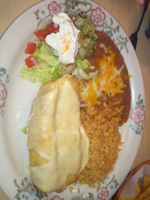 This is the shrimp chimichanga. I had the cook make spicy for me.