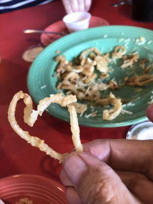 What's left of Angel Hair onion rings!