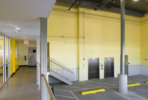 Drive-in loading bay to protect your items from the weather while moving into your storage unit.