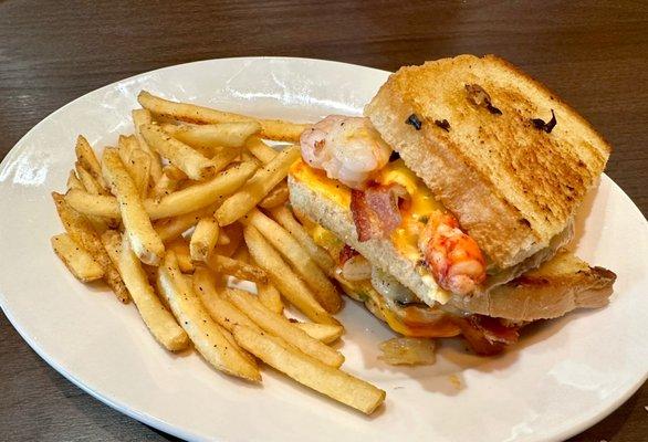 Lobster & Shrimp Grilled Cheese....with some bacon peaking out.