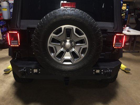 Custom Bumper with Aux Reverse Lights on 2015 JK